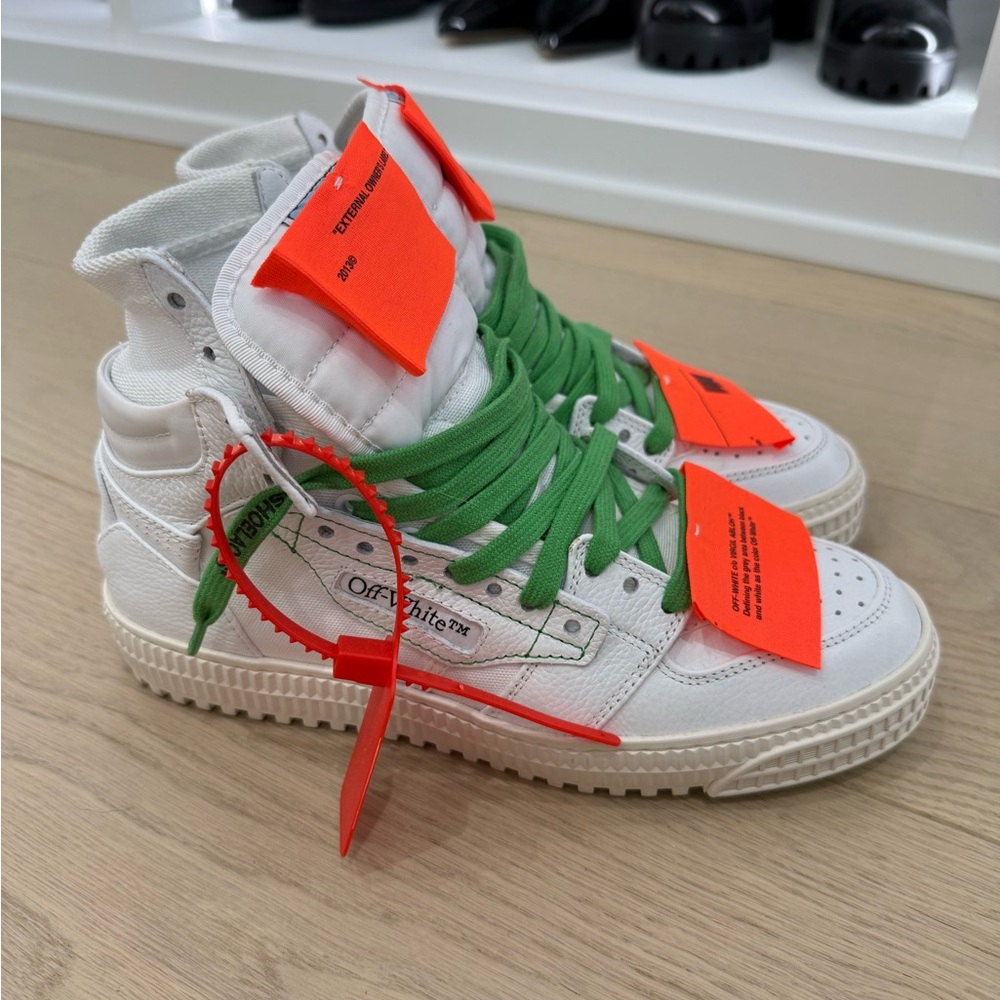 Off-White High-Top Sneakers - White and Green